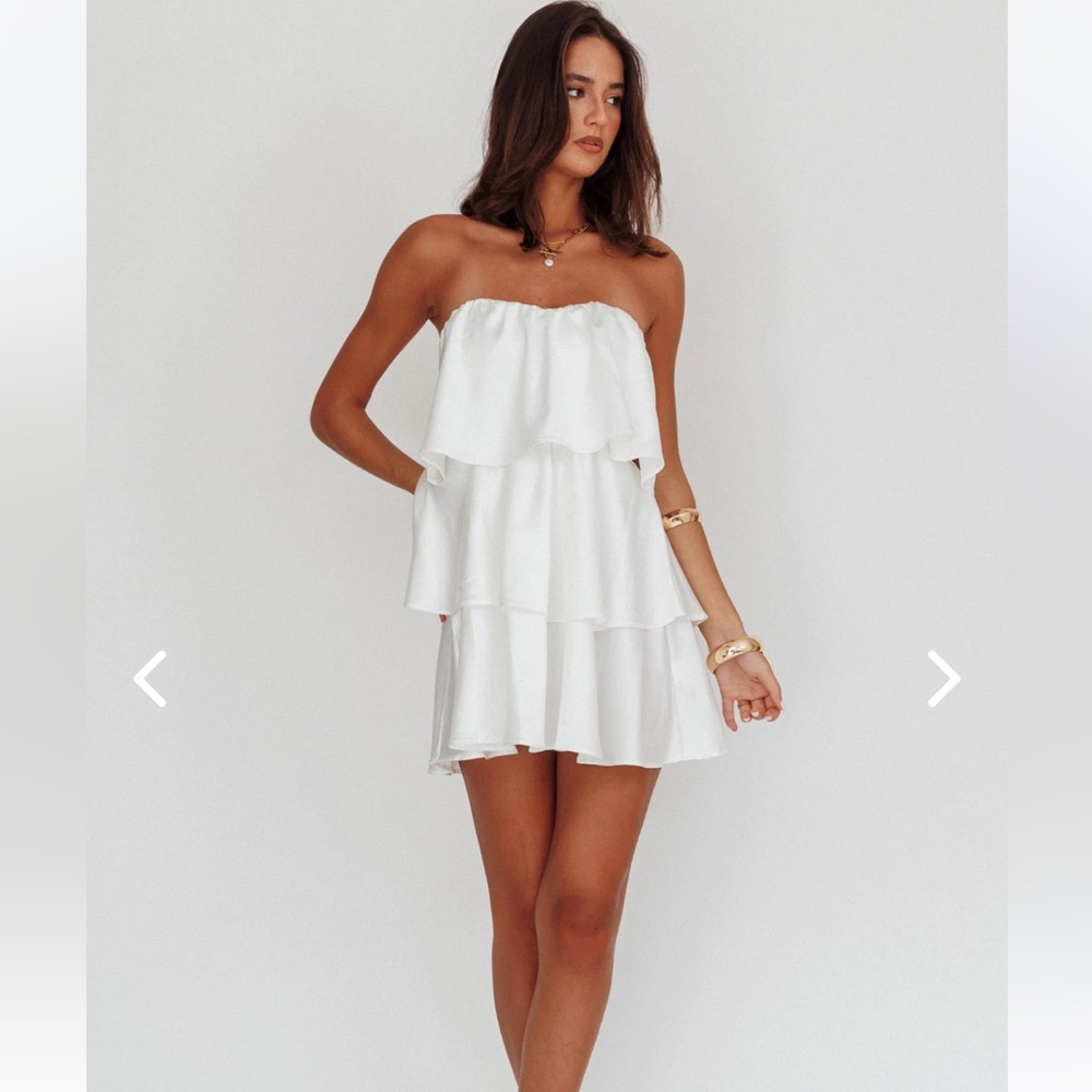 Bridal White Strapless Dress - bachelorette